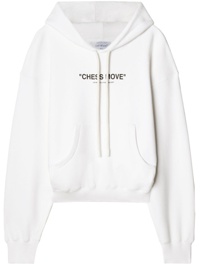 Off-white Slogan-print Drawstring Hoodie In White