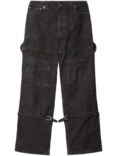 Off-white Stonewashed Loose Trousers In Black
