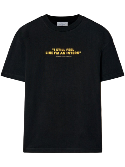 Off-white Slogan-print Short-sleeve T-shirt In Black