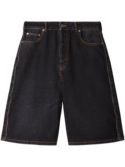 Off-white Arrows Tab Denim Shorts In Black