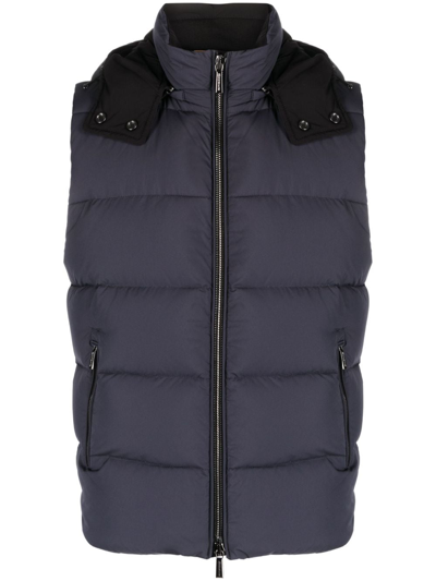 Moorer High-neck Padded Gilet In Blue