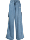 Amiri Side-stripe Chambray Pull-on Track Pants In Blue