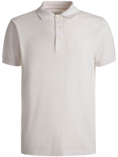 Bally Short Sleeve Polo In White Cotton In Neutrals