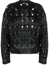 Alberta Ferretti Open-knit Crew-neck Jumper In Black