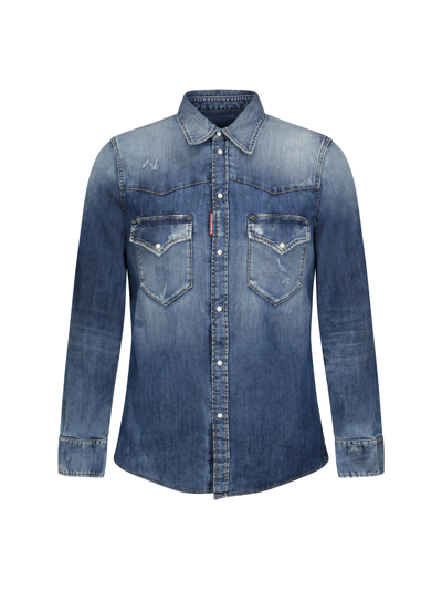 Dsquared2 Stone Washed Denim Shirt In 470