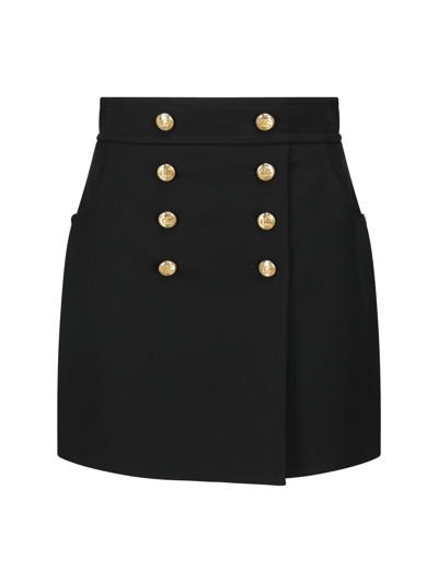 Gucci Button-up Crepe Skirt In Black