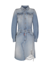 Dsquared2 Long Sleeve Denim Midi Dress In 470