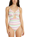 KATE SPADE WOMEN'S STRIPED BUNNY-TIE CUT-OUT ONE-PIECE SWIMSUIT