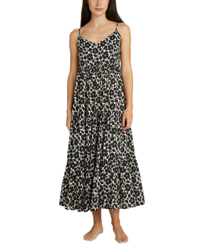 Kate Spade Women's Floral Tiered Midi Cover-up Dress In Black