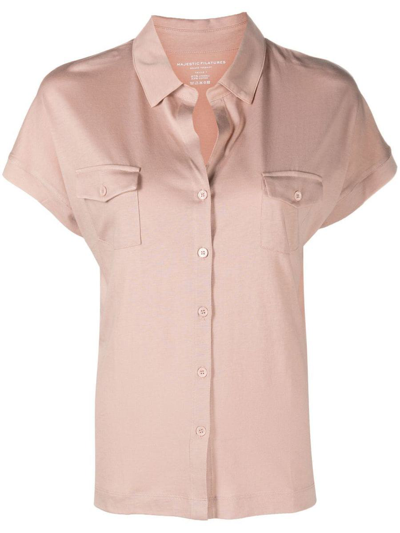 Majestic Short-sleeve Spread-collar Shirt In Pink
