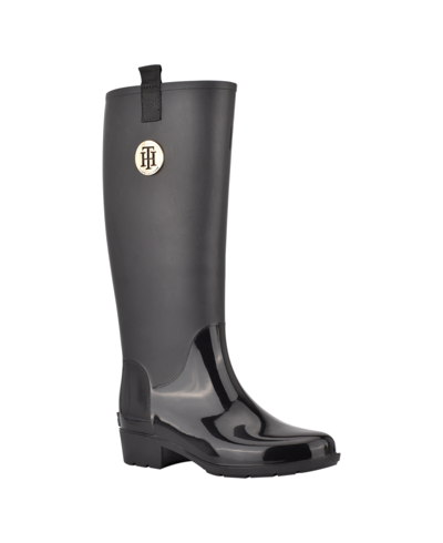 Tommy Hilfiger Women's Karissa Pull On Rain Boots In Black
