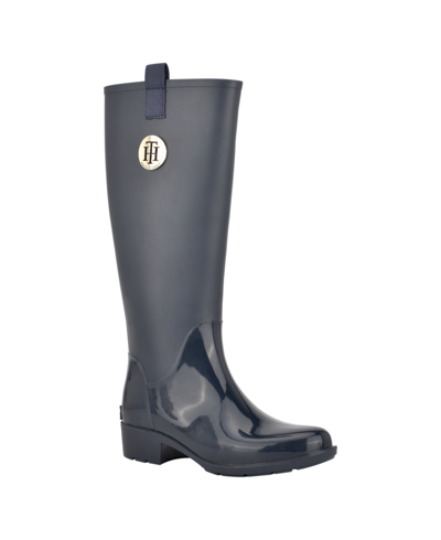 Tommy Hilfiger Women's Karissa Pull On Rain Boots In Dark Blue