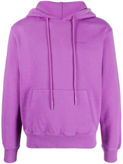 Off-white Logo-print Cotton Hoodie In Purple