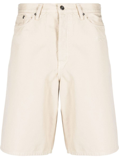 Off-white Wave Off Canvas Utility Shorts In Beige