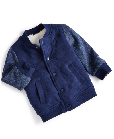 First Impressions Baby Boys Quilted Varsity Jacket, Created For Macy's In Navy Sea