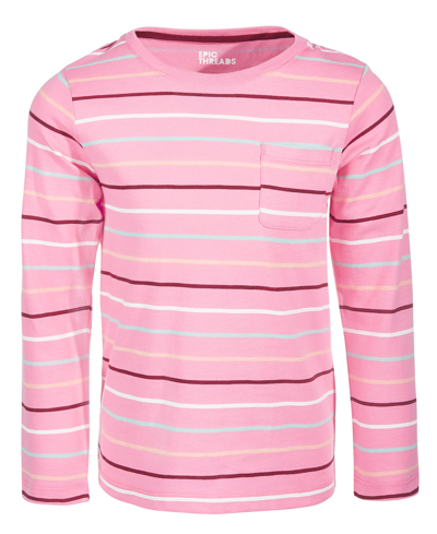 Epic Threads Toddler & Little Girls Stripe Long-sleeve Pocket T-shirt, Created For Macy's In Sweetheart