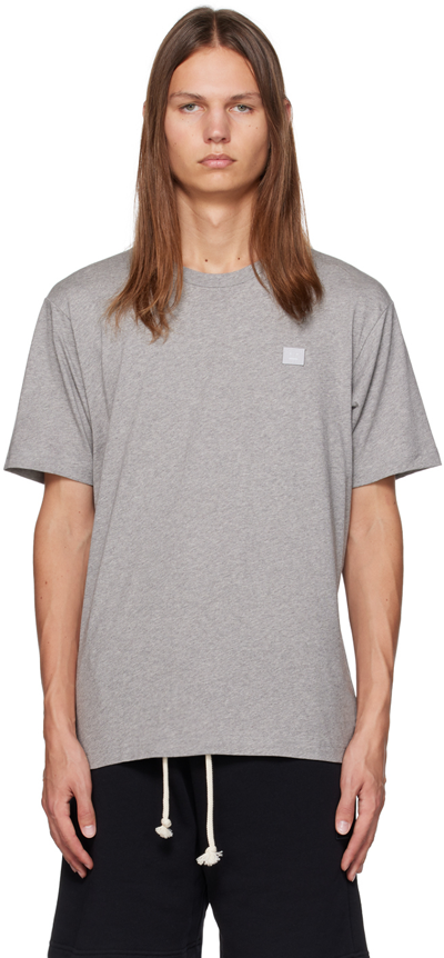 Acne Studios Logo Cotton T-shirt In X92 Light Grey Melan