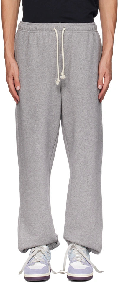 Acne Studios Face Patch Cotton Fleece Sweatpants In Light Grey Melange
