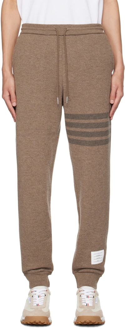 Thom Browne Sweatpants 4 Bar In Wool Loopback In Brown