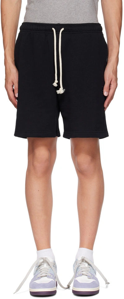 Acne Studios Mens Black Forge Face Brand-patch Cotton-jersey Shorts