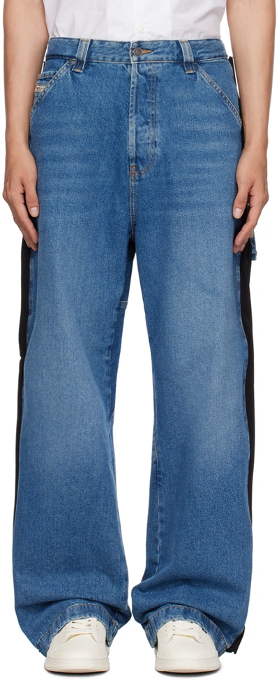 Diesel D-livery Mid-rise Drop-crotch Jeans In 01