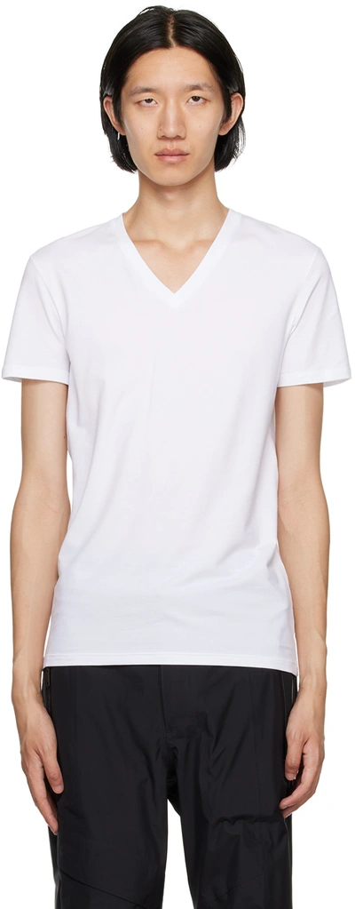 Zegna Men's Cotton-blend V-neck T-shirt In White