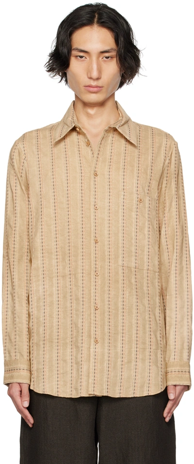 Uma Wang Tan Tab Shirt In Beige