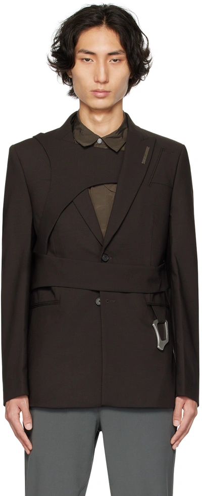 Heliot Emil Brown Integrated Harness Blazer In Chocolate Brown