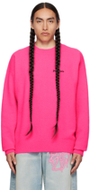 Palm Angels Logo-embroidered Wool-blend Jumper In Pink & Purple