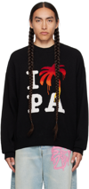 Palm Angels I Love Pa Wool Blend Sweater In Black Red