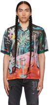 PALM ANGELS MULTICOLOR OIL ON CANVAS SHIRT