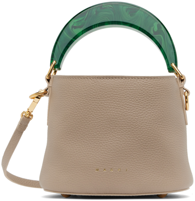 Marni Mini Venice Bucket Bag In Lightcamel_sphericalgreen