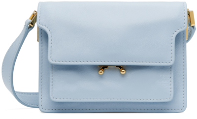 Marni Mini Trunk Soft Leather Shoulder Bag In Blue