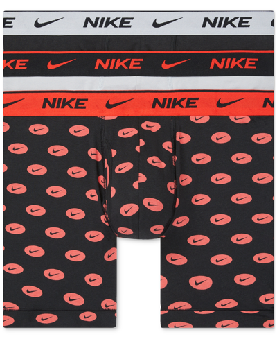 Nike Dri-fit Essential Assorted 3-pack Stretch Cotton Boxer Briefs In Oval Swoosh Print