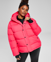 BCBGENERATION WOMEN'S PLUS SIZE HIGH-LOW HOODED PUFFER COAT