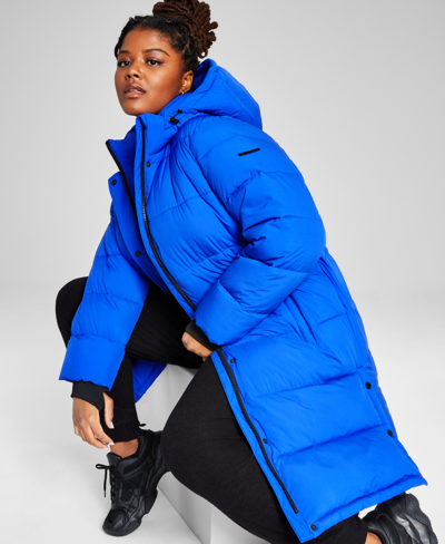 Bcbgeneration Women's Plus Size Hooded Puffer Coat, Created For Macy's In Cobalt