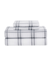 London Fog Super Soft Cotton Flannel 4 Piece Sheet Set, Full In Gray Plaid