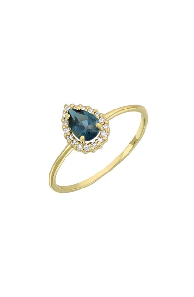 Bony Levy December Birthstone Blue Topaz & Diamond Ring In 18k Yellow Gold