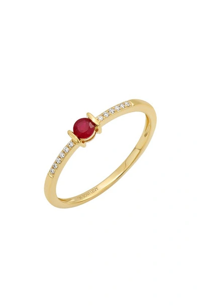 Bony Levy Diamond & Ruby Ring In 18k Yellow Gold