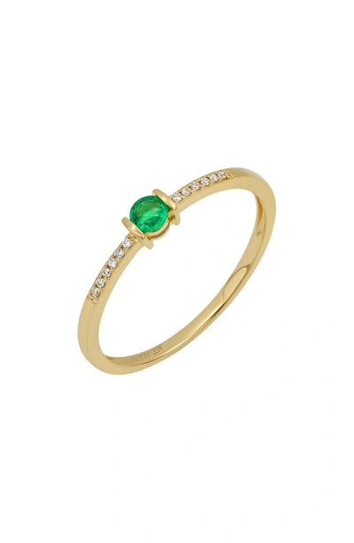 Bony Levy May Birthstone Emerald & Diamond Ring In 18k Yellow Gold