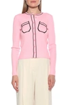 Alexia Admor Clover Ribbed Knit Button Down Cardigan In Pink