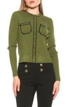 Alexia Admor Clover Ribbed Knit Button Down Cardigan In Sage