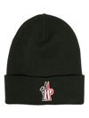 Moncler Knitted Wool Hat Ribbed Cuff In Green