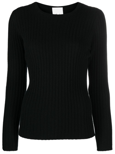 Allude Ribbed-knit Cashmere Jumper In Schwarz