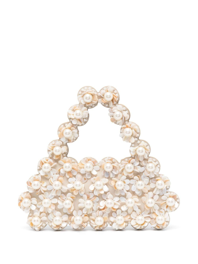 Vanina Paquerette Pearl-embellished Shoulder Bag In Neutrals