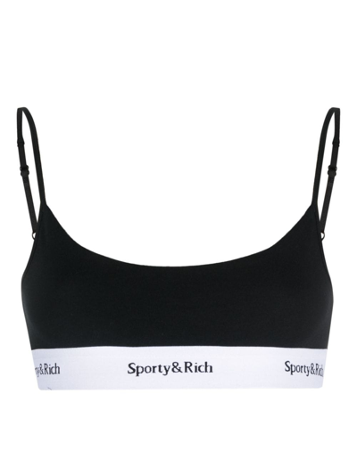 Sporty And Rich Serif Logo Bralette In Black