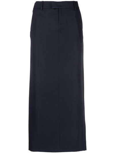 Armarium Virgin Wool Pencil Skirt In Blue