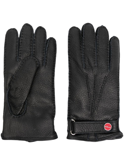 KITON LOGO-PLAQUE LEATHER GLOVES