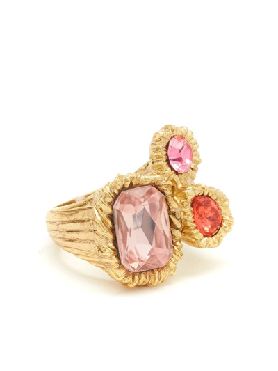 Oscar De La Renta Linter Crystal-embellished Ring In Rose Multi