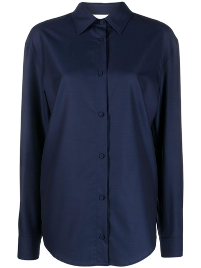 Armarium Erin Button-front Wool Shirt In Blue